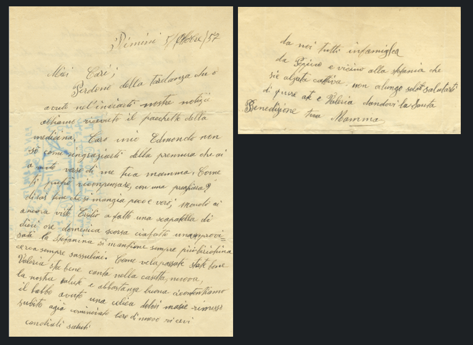 Ultima lettera nonna Tina RN 1957